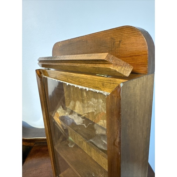 14.5"x9"x2.5" - 3 Tier Shelf Wall Hangin Wood Shadow Box VNTG Slide Panel Front - Picture 2 of 16